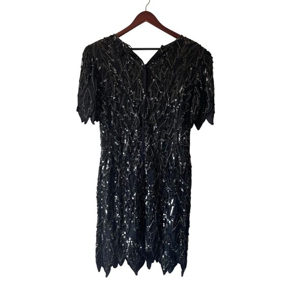Vintage 80s‎ full beaded and sequin silk mini dress size medium - Picture 3 of 6